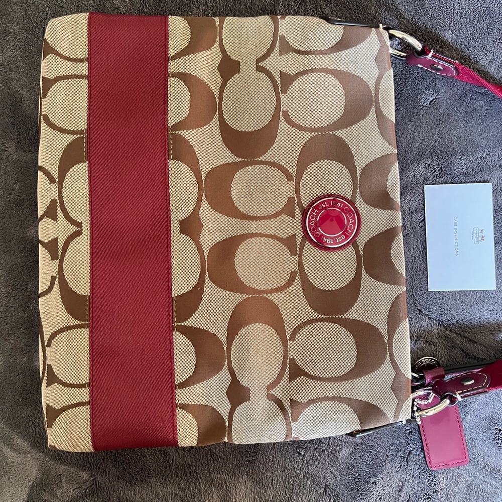 Coach Crossbody with Burgundy Stripe. *New*